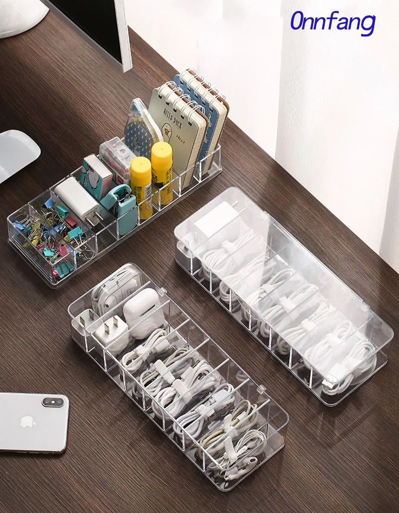 Pаспродажа Коробка для хранения кабеля прозрачная пластиковая коробка для хранения данных для стола канцелярские принадлежности органайзер для маки...