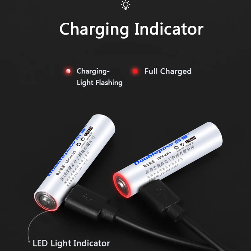 1pc 1.5V 1000mWh AAA Li-ion Battery USB Charging Rechargeable Bateria for Camera Flashlight Toy Calculator Pre-Charged Batteries |