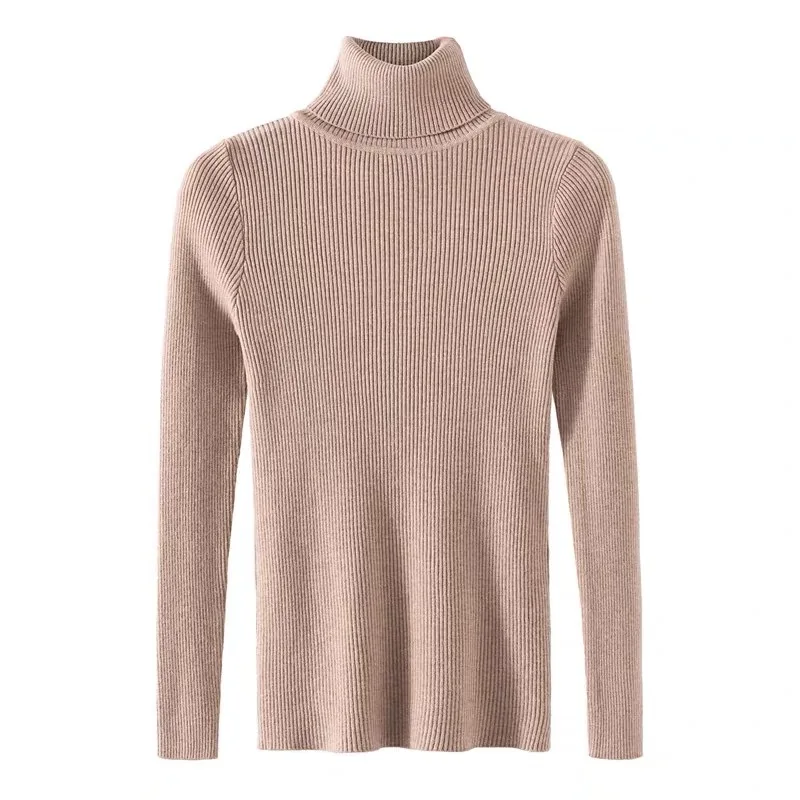 

Autumn Winter Thick Sweater Women Knitted Ribbed Pullover Sweater Long Sleeve Turtleneck Slim Jumper Soft Warm black turtleneck