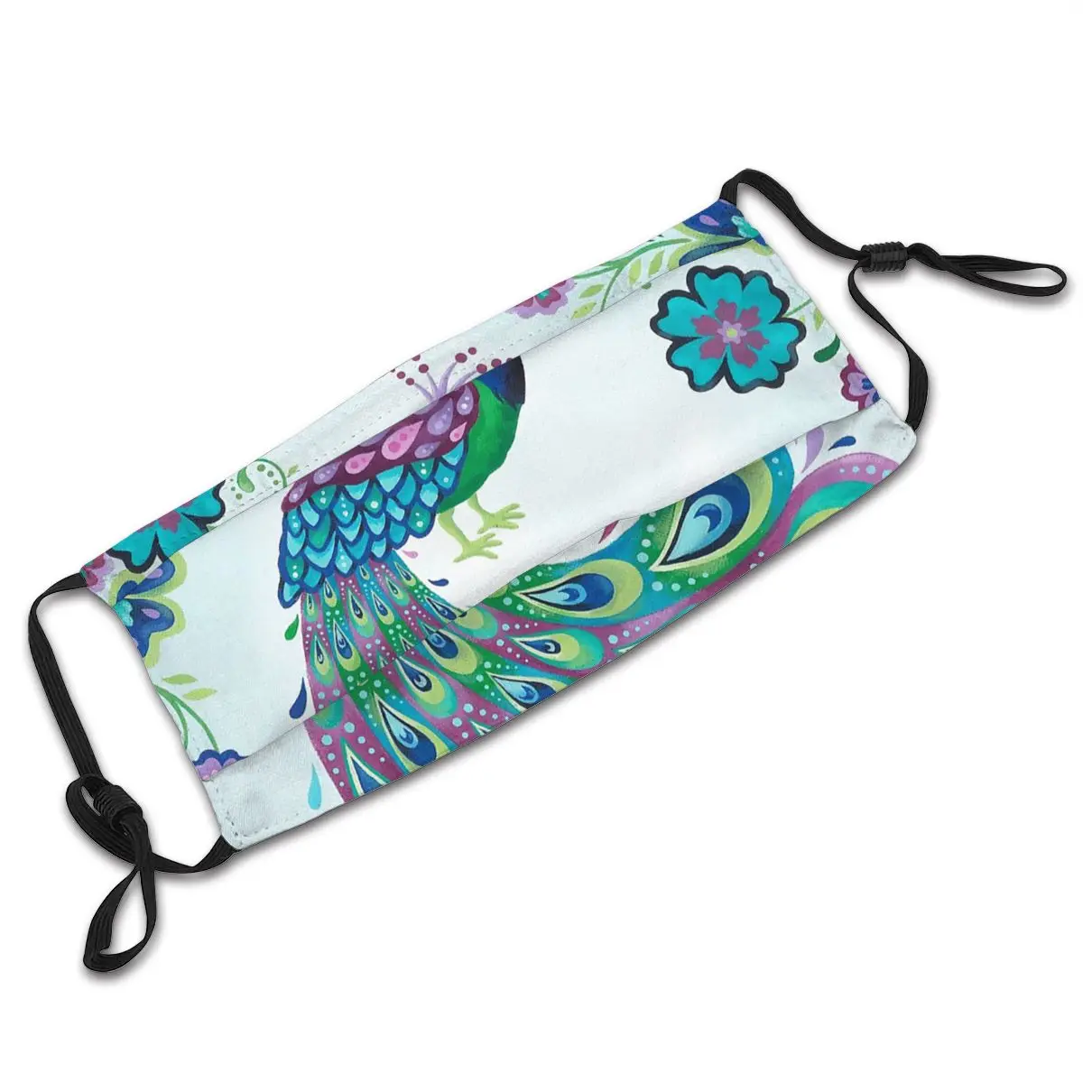 

Flaunting It Peacock Washable Printed Mouth Face Mask Anti Wind Cold Proof with Filters Winter Protection Cover Muffle for Adult