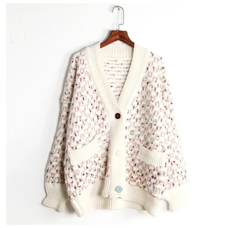 2018 женские кардиганы пальто винтажные цветные вязанные женский весенний свитер
