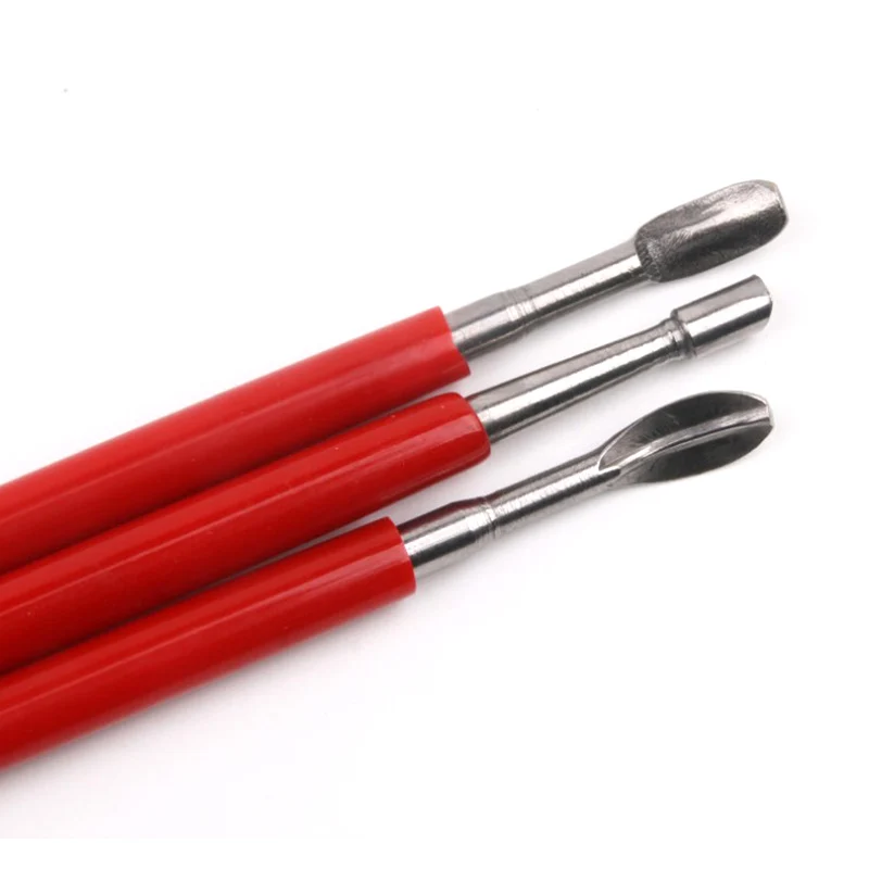 Juego de Herramientas de acero inoxidable para esculpir arcilla polim&eacute;rica, juego de herramientas de artesan&iacute;a para tallado de cer&aacute;mica, de doble cabezal, 3 piezas-4