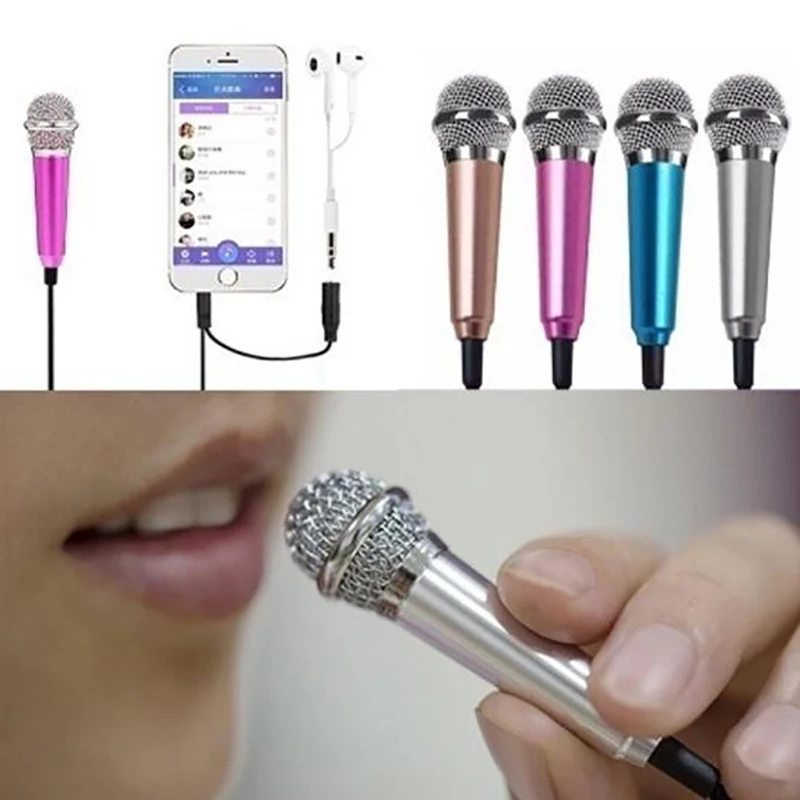 

3.5mm Stereo Ultra mini Finger Microphone Phone KTV Karaoke Singing Mic with Stand for iPhone Android Smartphone Laptop PC