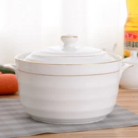 nordic phnom penh thread round double ears ceramic bowl with lid kitchen household bone china soup pot large bowl stew cup