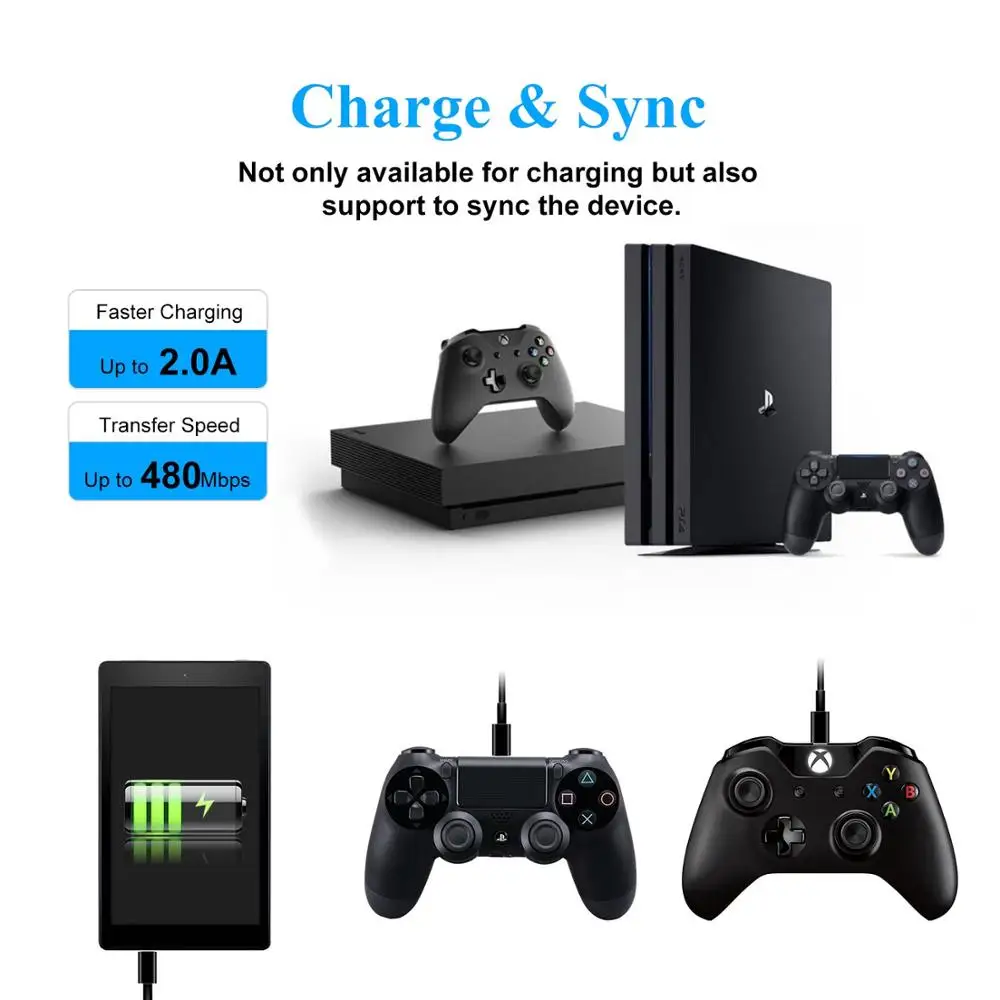 Сверхдлинный кабель Micro USB 5 м для Victure Camera YI Dome Furbo Dog Dropcam Wyze Cam Xbox PS4|Кабели