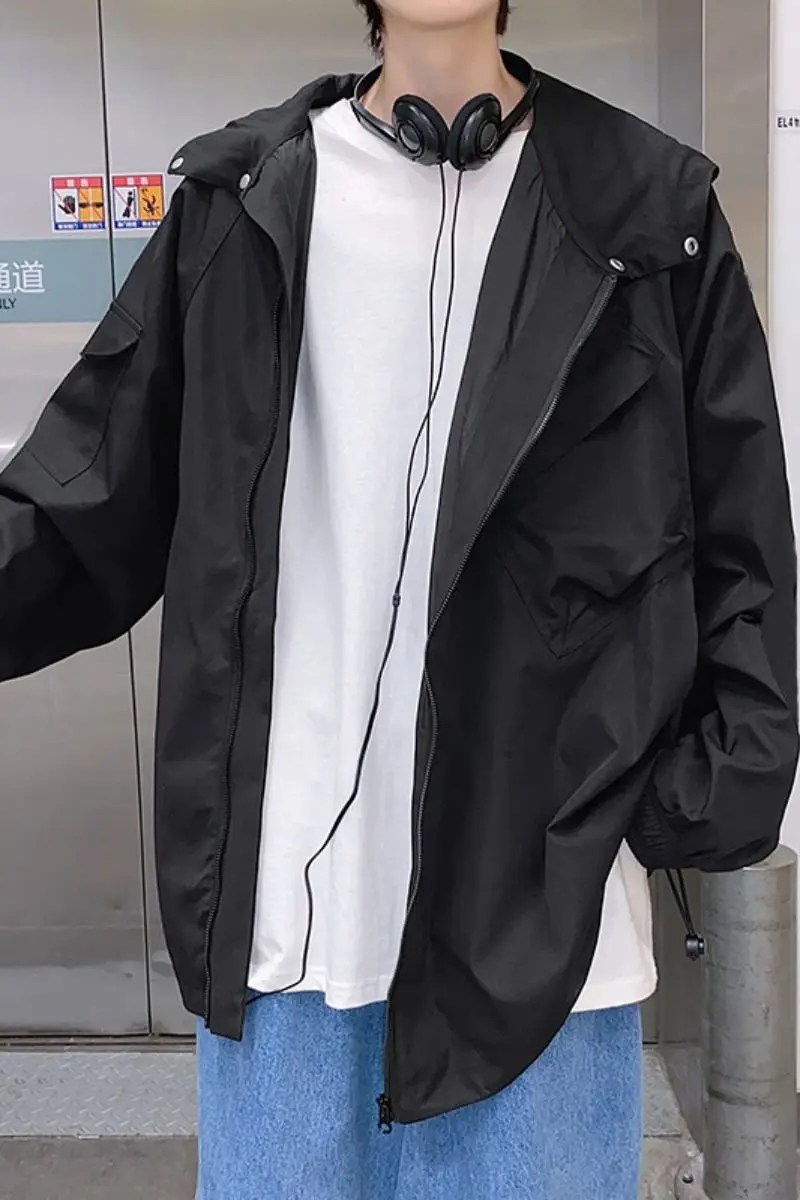 

2020 Spring And Autumn New Youth Popular Korean Men's Irregular Zipper Solid Color Big Pocket Jacket Fashion Casual Top