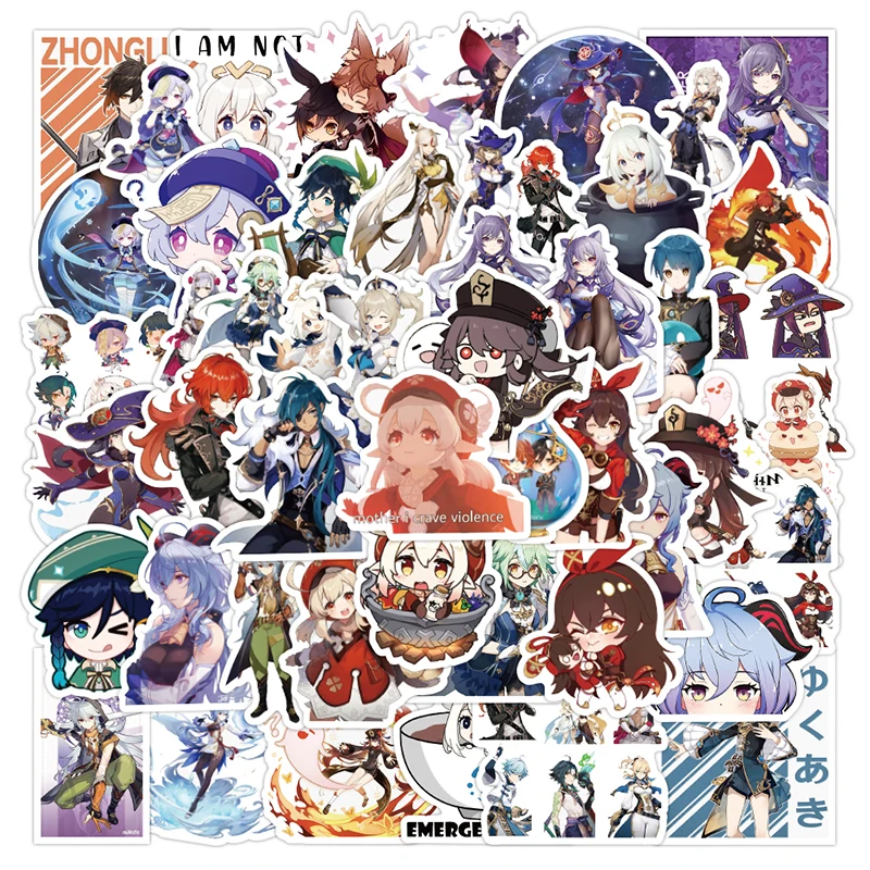 10/30/50pcs/pack Genshin Impact Game Graffiti Cartoon Stickers For Skateboard Helmet Gift Box Bicycle Computer Notebook Cars Etc - купить по