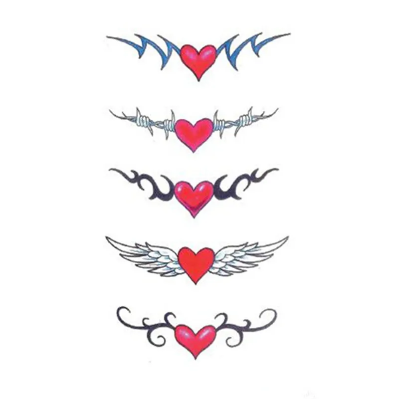 Временные тату-наклейки с красными крыльями сердца водонепроницаемые накладные