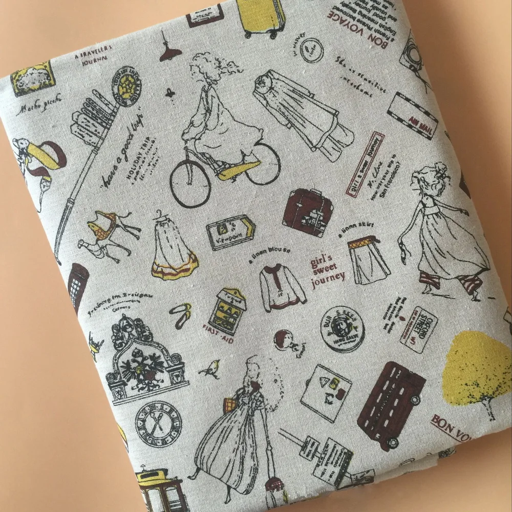 

50cm/100cm Long Linen Printed Linen Bottom Parisian Little Girl Sofa Fabric Handmade DIY Process Making Curtain Tablecloth