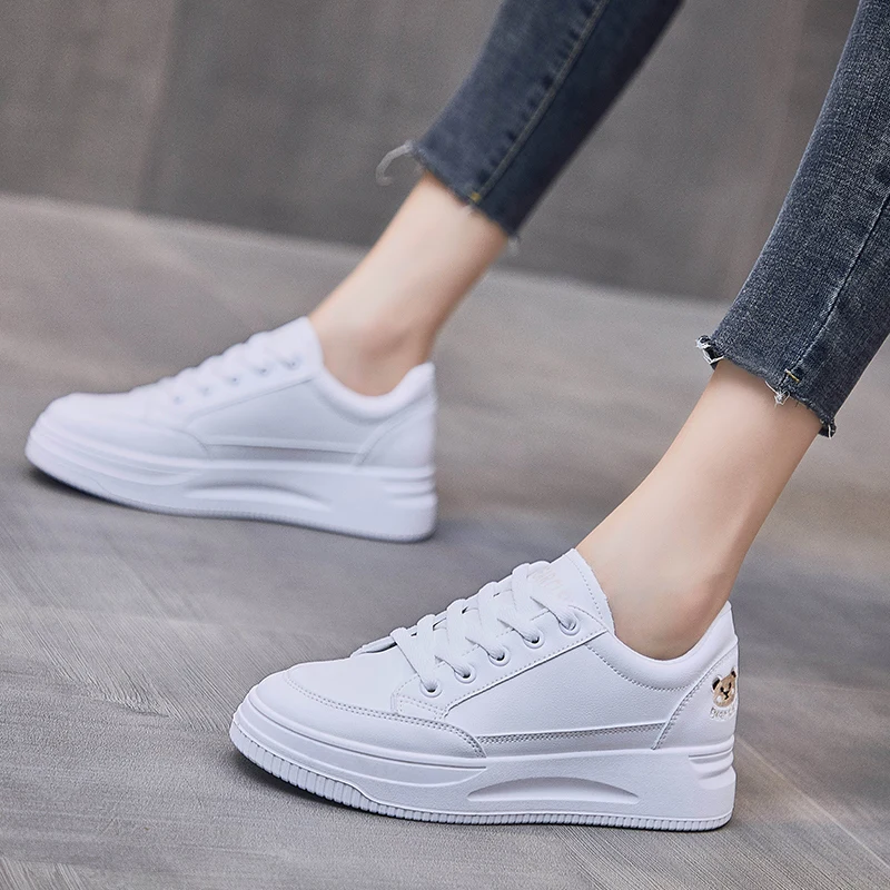 

2021 Ladies White Sneakers Women Flat Platform Casual Sports Shoes Woman PU Leather Vulcanized shoes Tennis Female basket femme