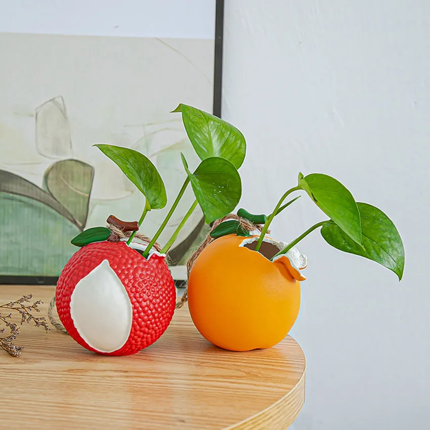 

Flower Pot Simple Green Dill Hydroponic Ceramic Vase Orange Lychee Decoration Succulent Plant Pot Office Flower Pot Home Decor