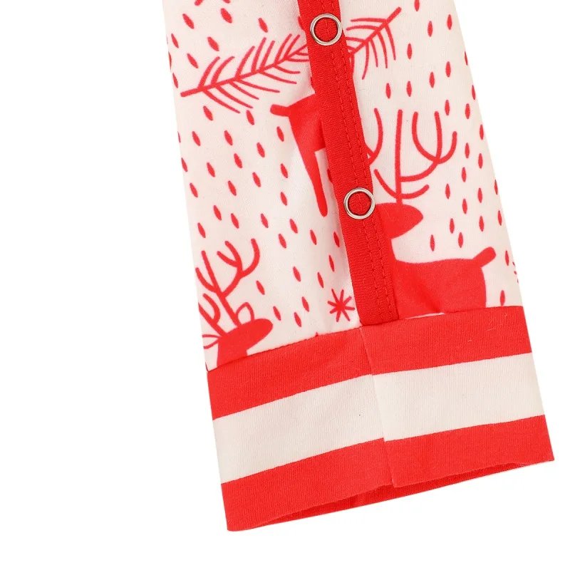

Autumn Baby Girl Rompers Christmas Pattern Newborn Striped Long-sleeved Trousers Jumpsuit 0-12M4