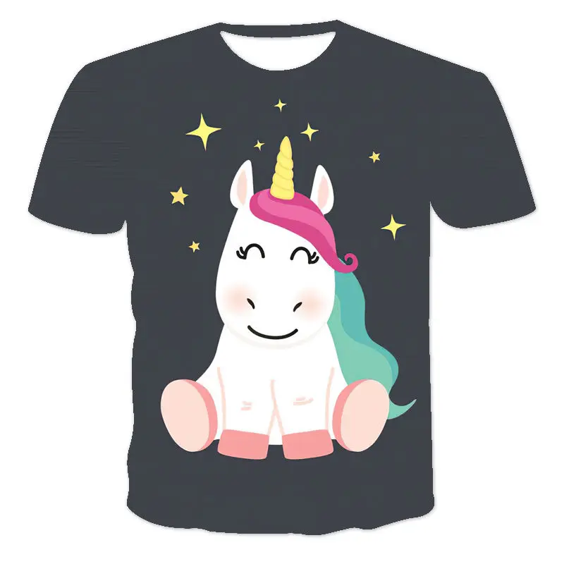 

Men'S Short-Sleeved Loose T-Shirt With Colorful Unicorn 3D Printing Round Neck Pullover And Men'S Casual Streetwear Fashion T-Sh