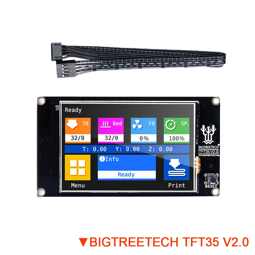 Фото Bigtreetech Tft35 V2.0 Умный сенсорный дисплей 3.5 дюйма Полноцветная панель для платы 3D-принтера Skr V1.4 Pro Mks Gen.