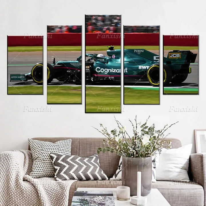 

Modern F1 Racing Track Car 5-Pieces-Poster Wall Art Canvas Painting Hd Prints Modular Pictures Home Living Room Decor Man Gift