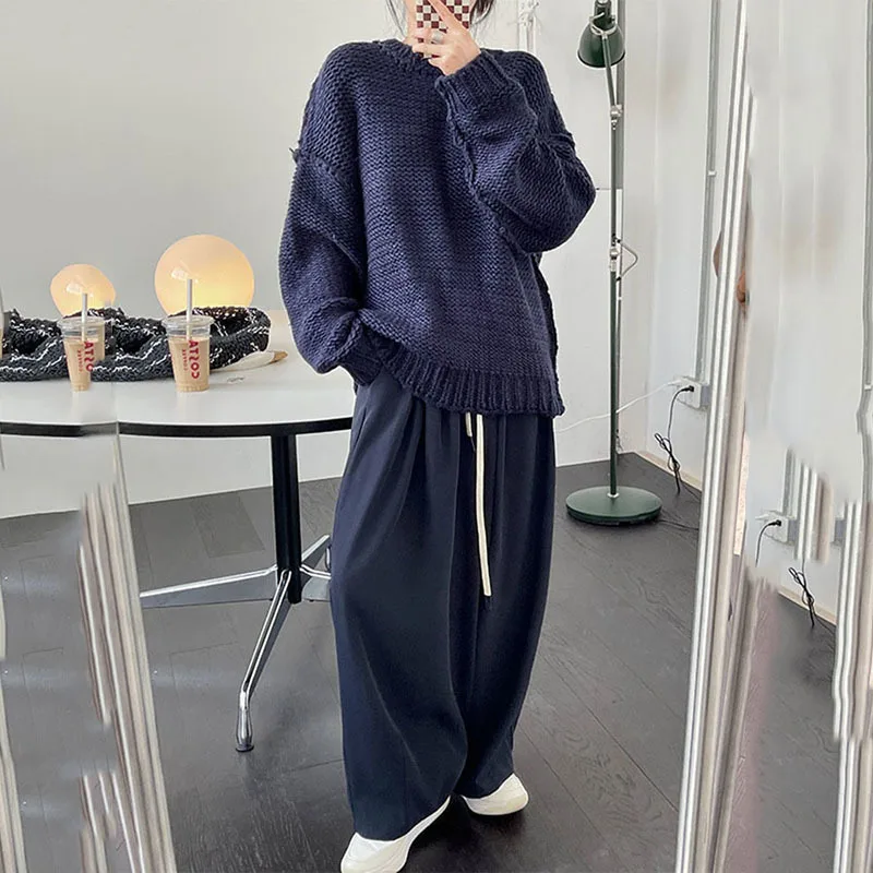 

GVUW autumn winter Korean roving comfortable round sweater silhouette heavy women's topWholesale clothing cheap
