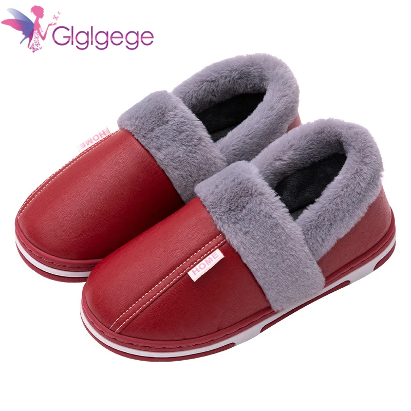 

Зимние теплые плюшевые домашние тапочки Glglgege, женские водонепроницаемые Нескользящие домашние тапочки, женские хлопковые тапки с мягкой подошвой, обувь для пар 44