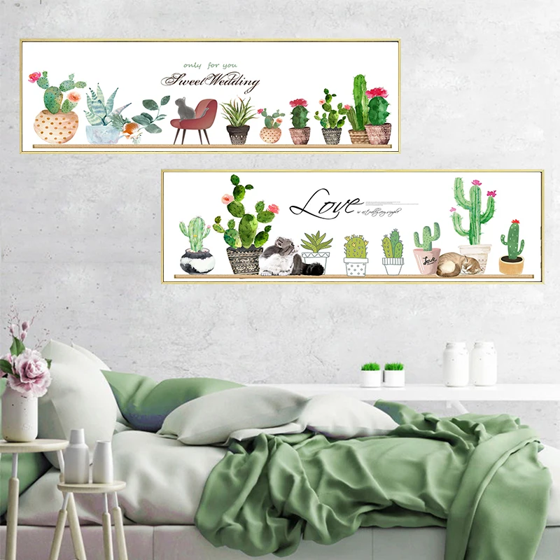 Цветочный Кактус растение настенное Искусство Холст постер и принт пейзаж