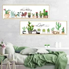 Цветочный Кактус растение настенное Искусство Холст постер и принт пейзаж суккуленты длинные баннер Настенная картина для гостиной домашний декор