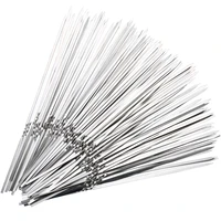 15pcs stainless steel bbq meat sticks long chef grill food holders skewers needle prongs for barbecue party skewers shipping