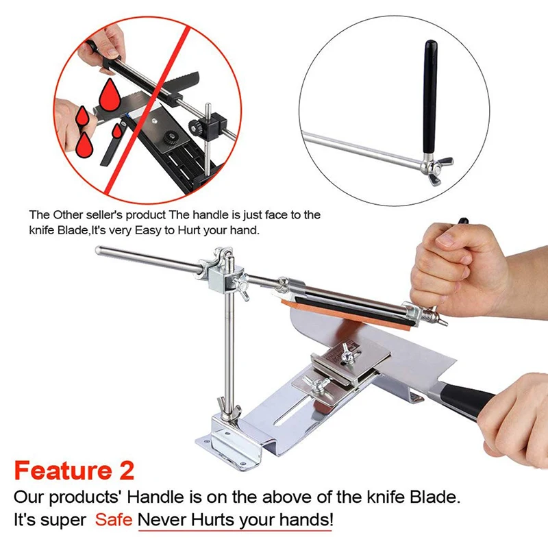 

Fixed-angle Knives Sharpener Kit Kitchen 360 Degrees Flip Sharpening Kit System Tools Whetstones TB Sale