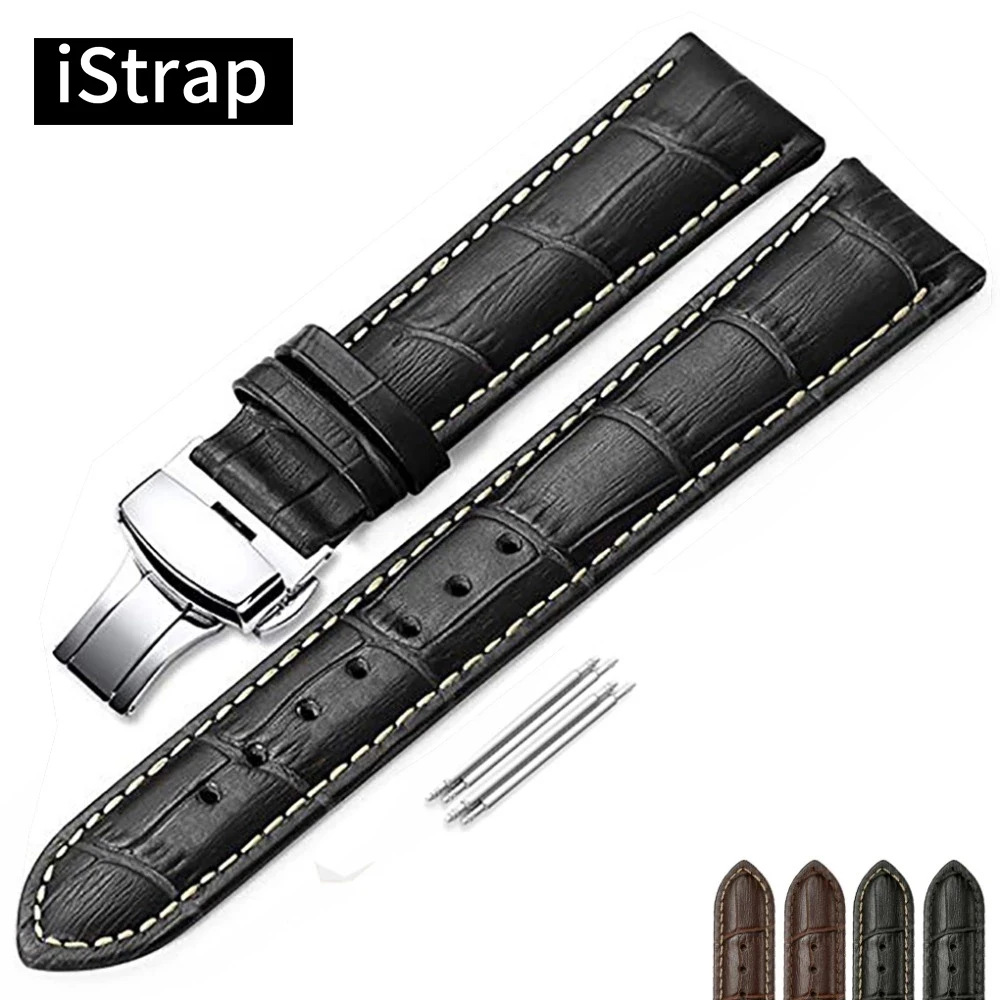 Ремешок iStrap 18 мм 19 20 21 22 24 черный коричневый ремешок для часов из натуральной кожи