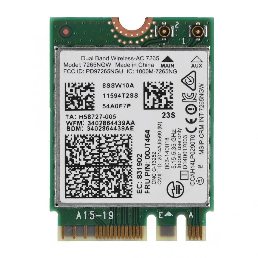 Двухдиапазонная беспроводная сетевая карта для Intel Dual Band Wireless AC 7265 867M + Bluetooth 4 0