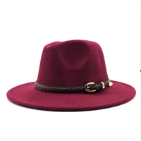 winter 2019 new autumn wool women men belt ladies fedoras top jazz hat european american round caps bowler hats 55 58cm