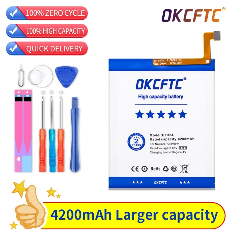 

OKCFTC 4200mAh HE354 Battery for Nokia 9 PureView TA-1082 TA-1087