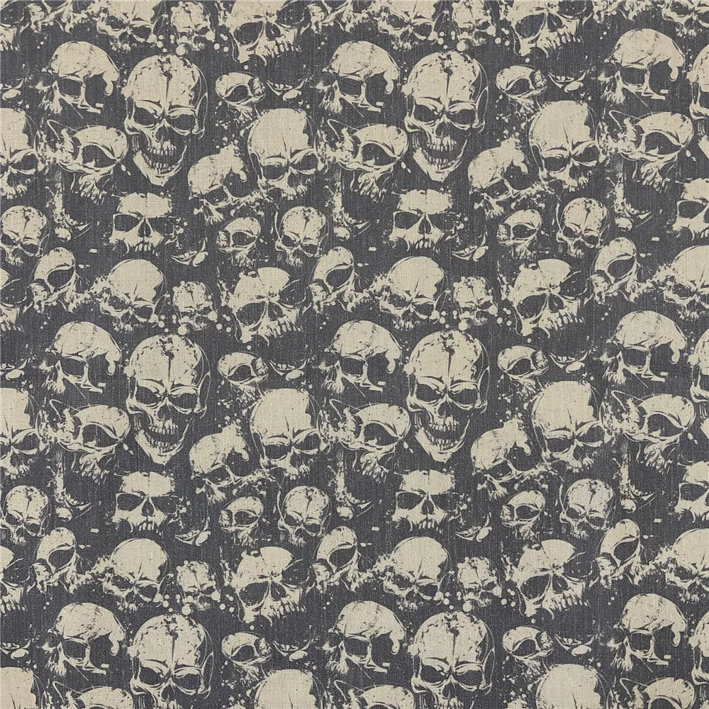 Простая хлопковая ткань из полиэстера винтажная с ужасным черепом эффектом