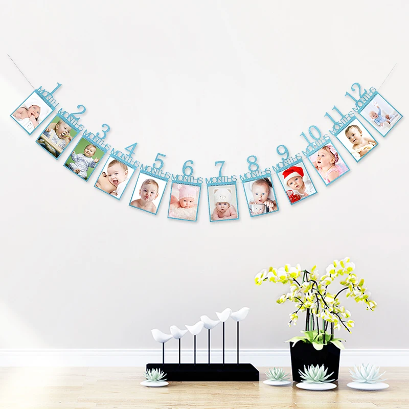 Гирлянда из бумаги для фотографий на первый день рождения 12 месяцев | Дом и сад
