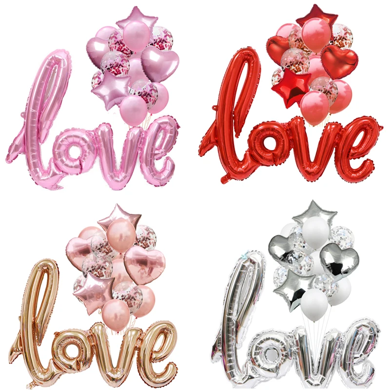 

ZLJQ Wedding Decoration Valentine's Day Confession Balloon Romantic Supplies Aluminum Foil Heart Letter Love Party Balloon