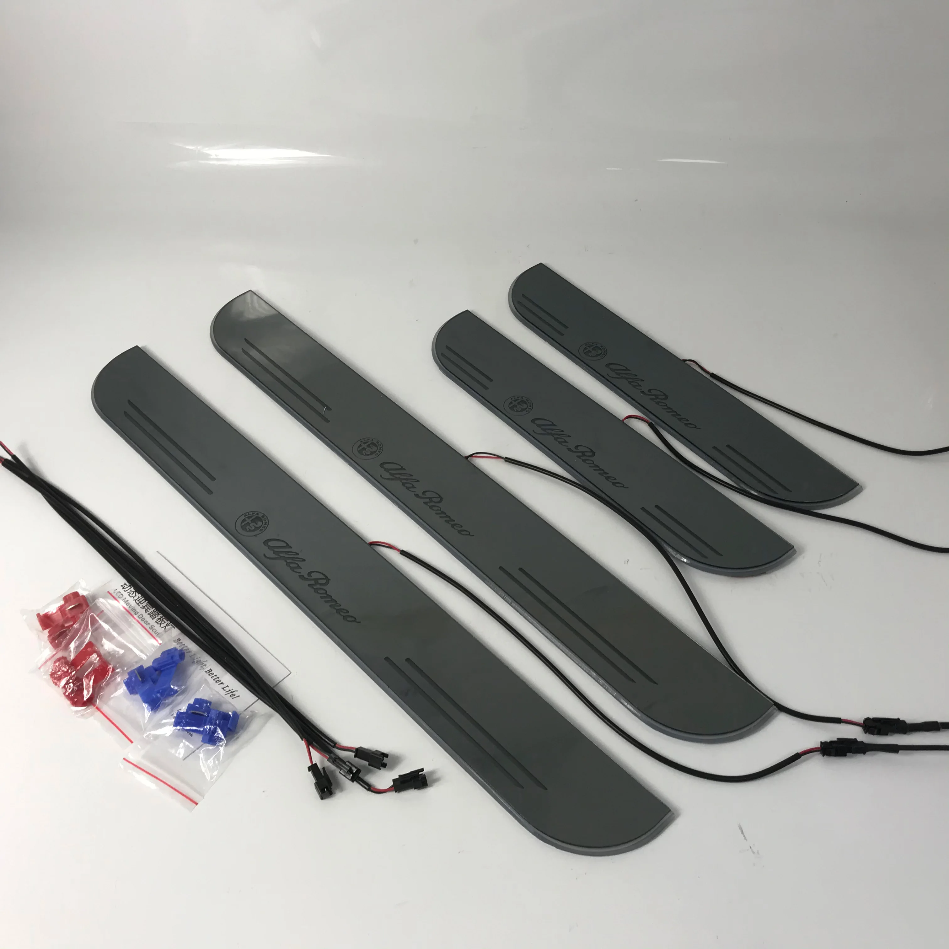 

LYQ 4PCS acrylic mobile LED welcome scooter wear plate door sill frame path light for Alfa Romeo Giulia d Flow/fixed light