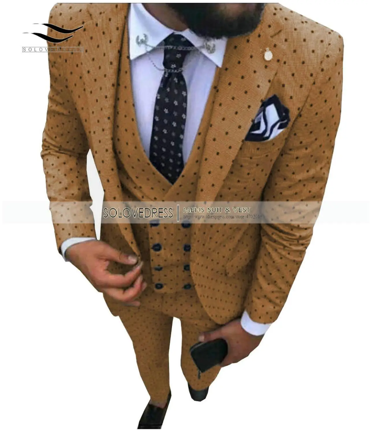 Мужской костюм из трех предметов обычный крой волнистые смокинги с зубчатыми