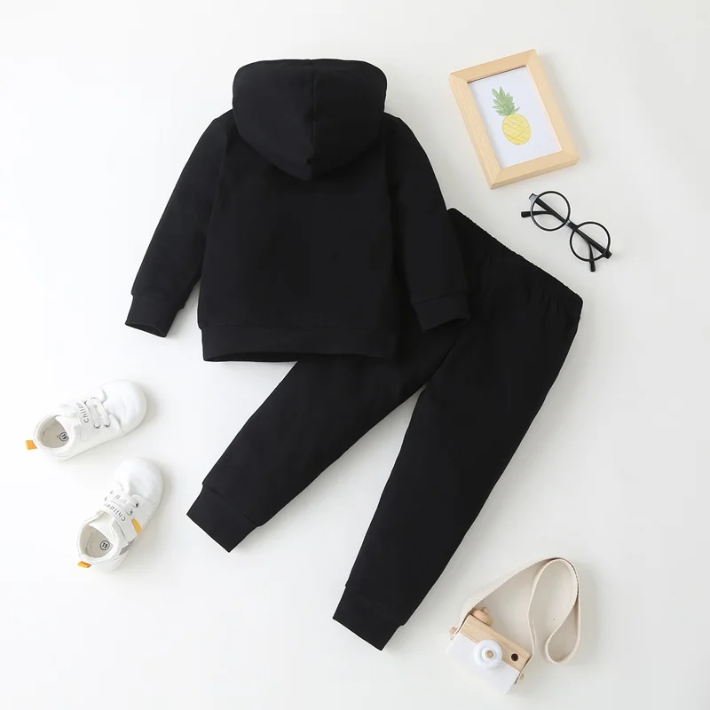 Winter Fall Sport Toddler Girl Clothes Set 2 Piece Cotton Letter Long Sleeve Hooded Sweater Tops+trousers Baby Boy Clothes 1-6Y