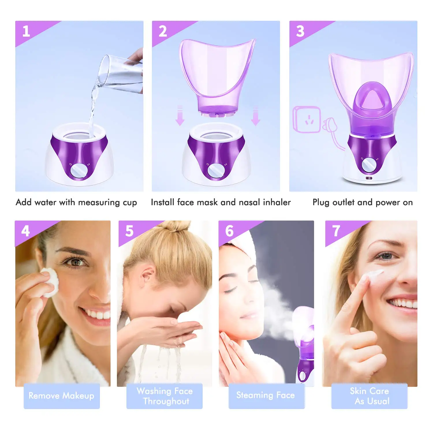 Nano Face Steamer Hot Mist Deep Cleansing Facial Cleanser Moisturizing Sprayer with Blackhead Remover Home Saun SPA | Красота и
