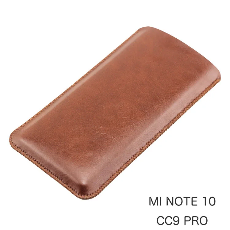 

MInote10 Universal Fillet holster Phone Straight leather case retro simple style for Xiaomi mi note10 CC9Pro pouch