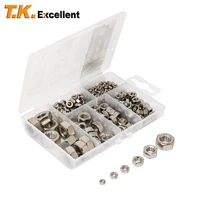 t k excellent 304 stainless steel hex hexagon nuts m3 m4 m5 m6 m8 m10 kits 240 pcs hex hexagon self locking nut kit