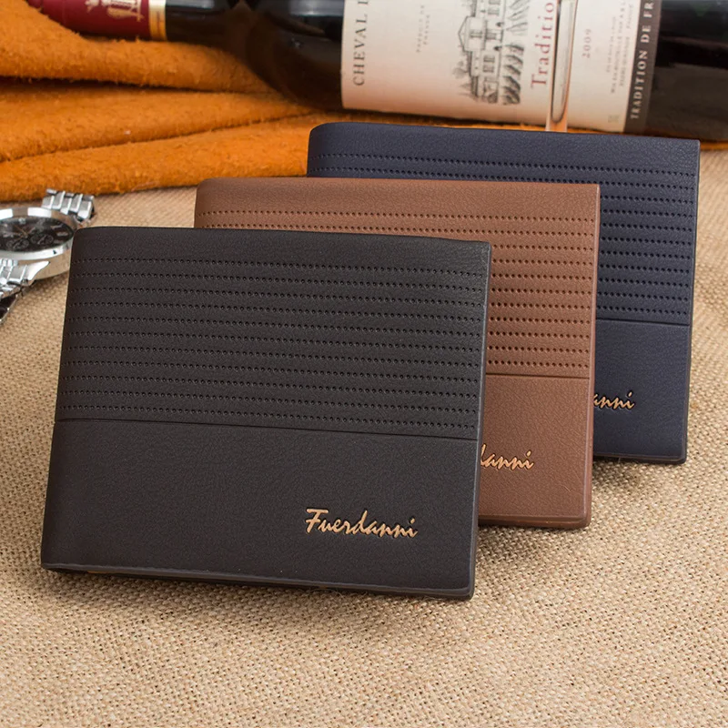 Hot selling New Style Men's Wallet Short Scrub Wallet Cross Card Bit More Leather Wallet Card Holder