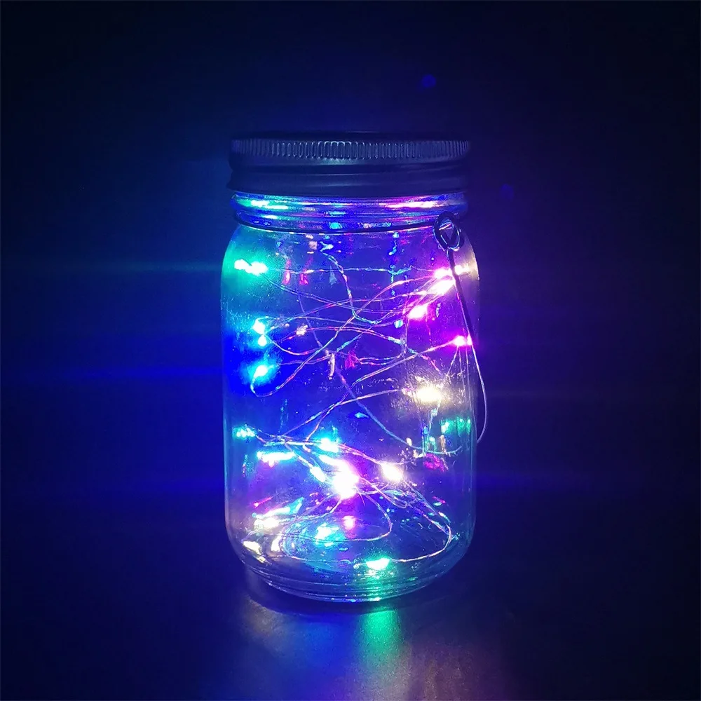 Solar Powered Mason Jar Lid Light 20 LED Fairy String Lights Waterproof Lamp for Outdoor Patio Garden Decoration | Лампы и освещение