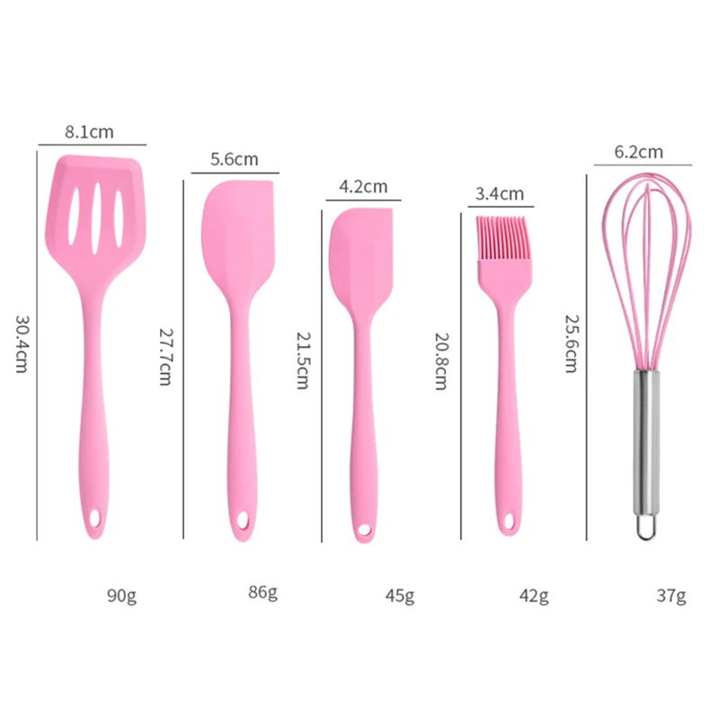 

5 Pieces/Set Silicone Kitchenware Heat Resistant Kitchen Baking Tools 2021 Cooking Spatula Egg Beater Brush Utensils Accessories