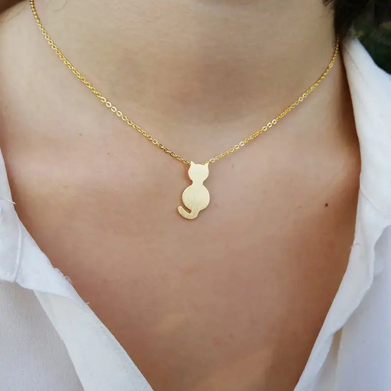 Женская цепочка из нержавеющей стали с подвеской в виде кота