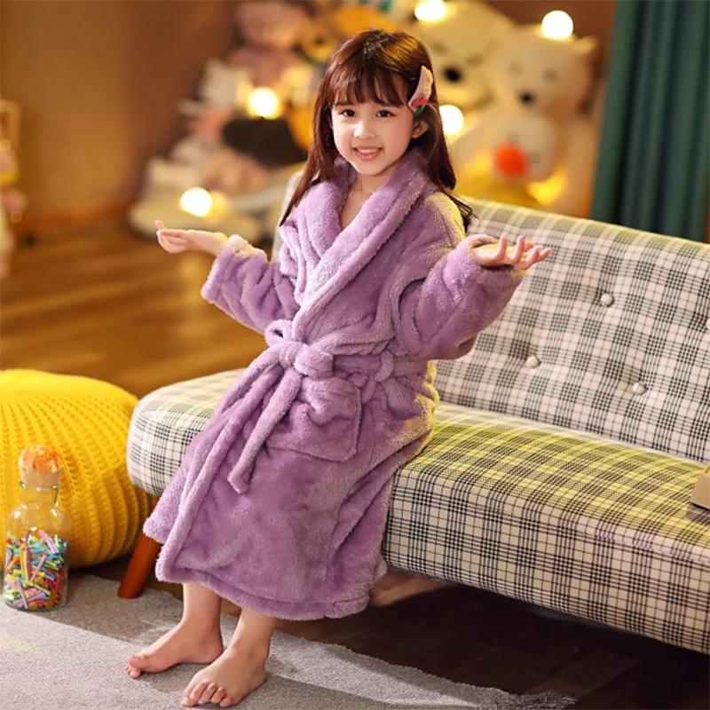 ULKNN Winter Children's Bathrobe Pajamas For Girls Kids Sleepwear Robe 2-14 Years Teenagers Pyjamas For Boys