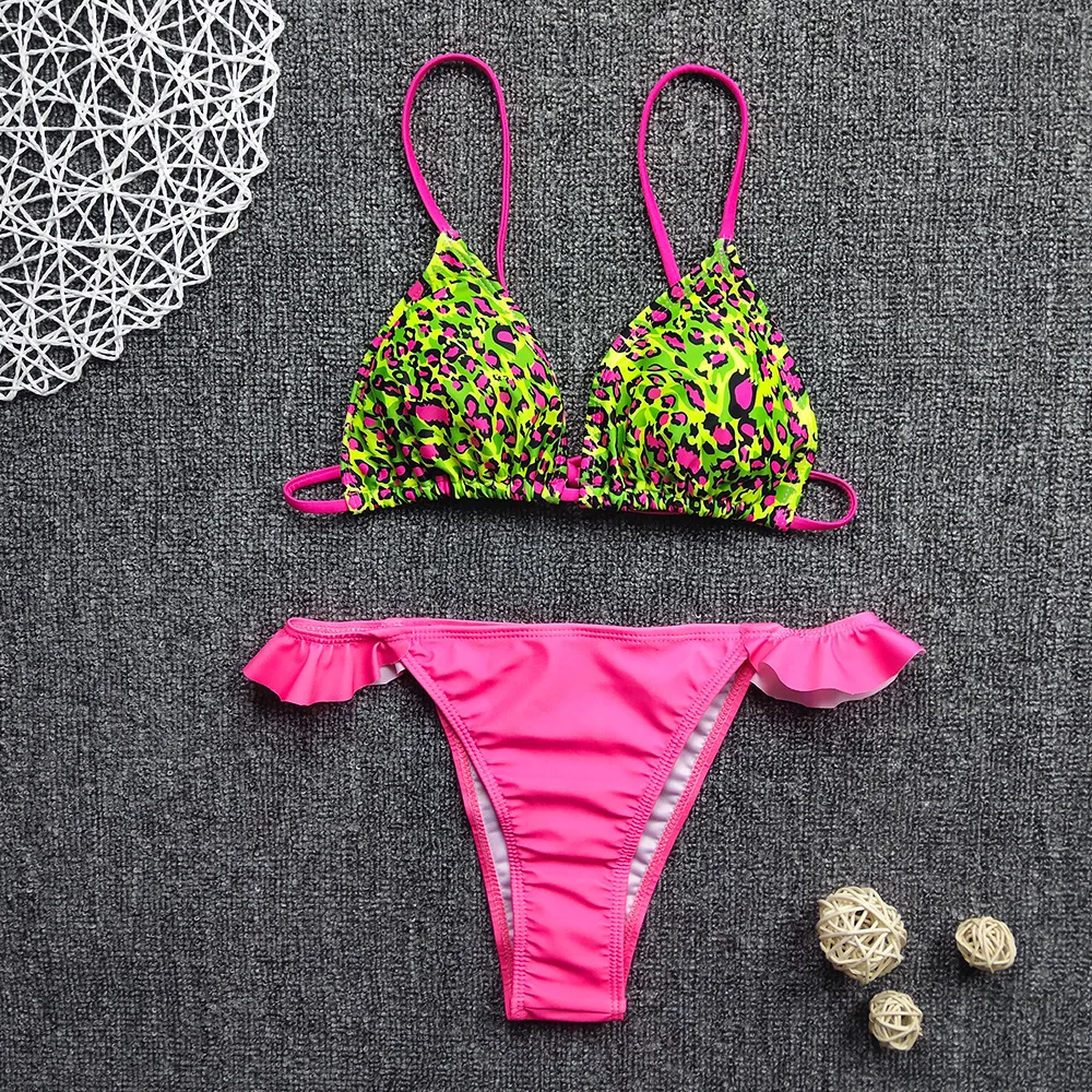 

HOHL Liefde Print Bikini Set Vrouwen Sexy Split Push Up Bikini Badpak Heldere Kleur Braziliaanse Biquini