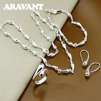 925 silver jewelry sets full water drop necklaces chain bracelets earrings rings for women