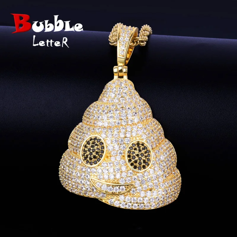 

Ожерелье с подвеской в виде персонажа какашки AAAA, украшение из кубического циркония в стиле хип-хоп для мужчин