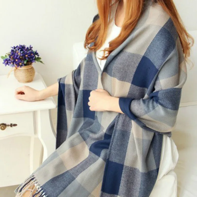 13 цветов осенне-зимний женский клетчатый шарф цветные клетчатые Длинные Теплые