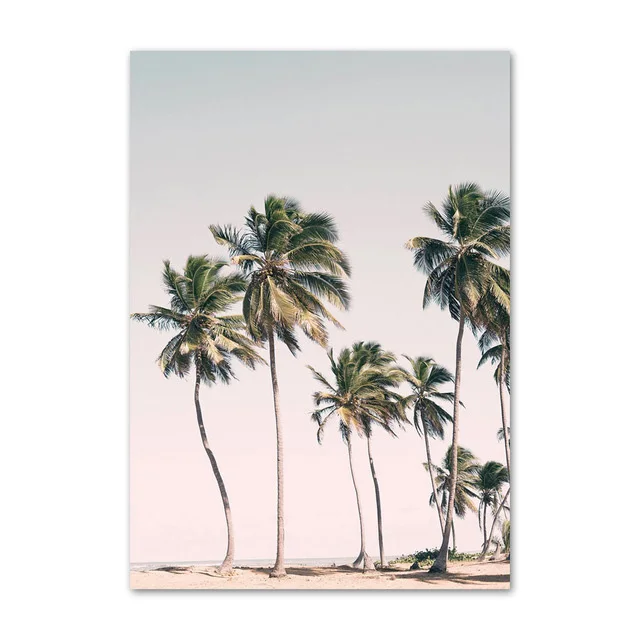 Pink Cactus Pineapple Blue Sea Beach Wall Art Canvas Painting Nordic Posters And Prints Pictures For Living Room Decor | Дом и сад