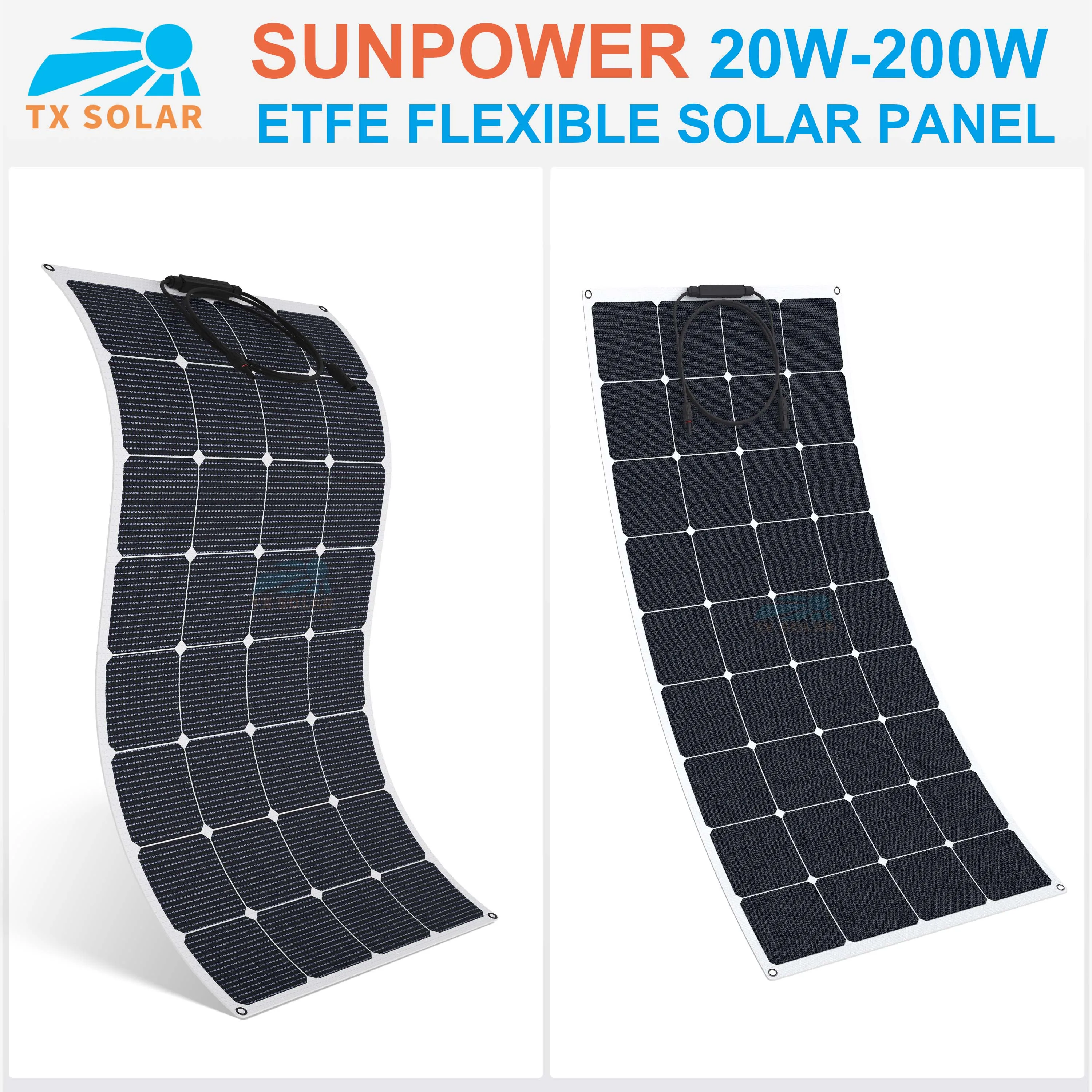 24% высокая эффективность Sunpower ETFE 20 Вт-200 Вт гибкие солнечные панели 12 В батарея |