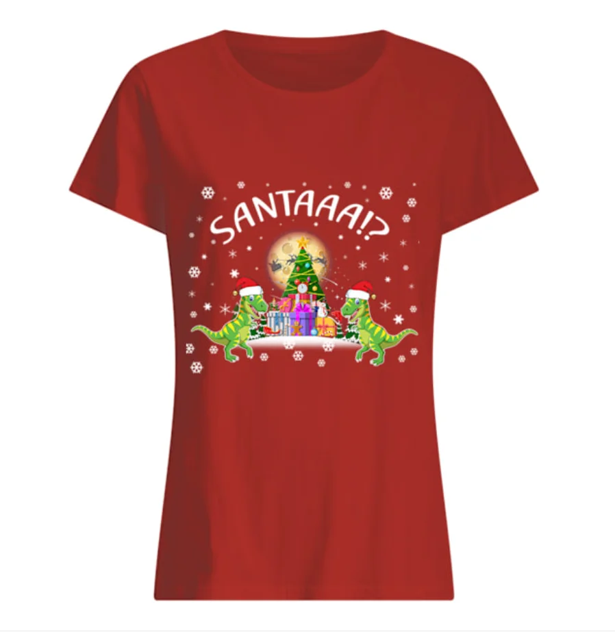 

Funny T-Rex Meteor Santa Claus Christmas Dinosaur Lover Gift Women's T-Shirt